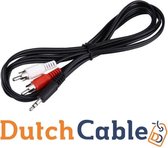 Dutch Cable Jack stereo audio verdeelkabel 3,5 mm male - 2x RCA male 1,50 m zwart