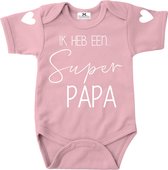Rompertje vaderdag-ik heb een super papa-roze-wit-Maat 68