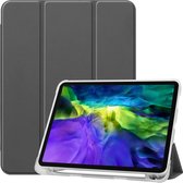 Voor iPad Pro 11 inch (2020) Drie-vouw Horizontaal Flip PU-leer + Doorzichtige TPU-achterkant van de behuizing met slaap- / wekfunctie en houder en pensleuf (grijs)