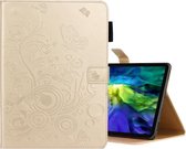 Voor iPad Pro 11 (2020) vlinders reliÃ«fpatroon horizontale flip lederen tas met houder en kaartsleuf (goud)