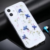 Gypsophila bloemenpatroon TPU beschermhoes voor iPhone 12 mini (blauw)
