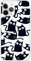 Voor iPhone 11 Pro Max gekleurd tekeningpatroon zeer transparant TPU beschermhoes (zwarte kat)