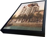 Oud Stadsgezicht Rotterdam Witte Huis - Oude Foto Print op Canvas Doek 60x90cm in zwarte houten baklijst