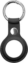 Lederen hoesje - Airtag hanger leer - Zwart - Geschikt voor Airtags