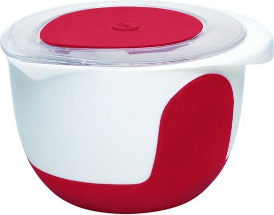 MIX & BAKE beslagkom met deksel. 2.0 L. wit/rood