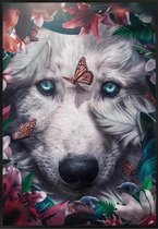 Schilderen Op Nummer Volwassenen - 3D Witte wolf - Met Frame - 30x40 cm