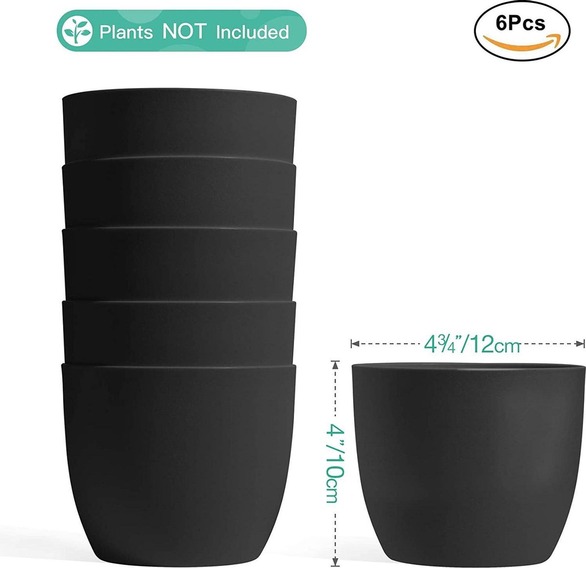 6pcs Bac à Fleurs Auto-Irrigation Plastique Rond - Blanc, Pot avec Réserve  d'eau Pot avec