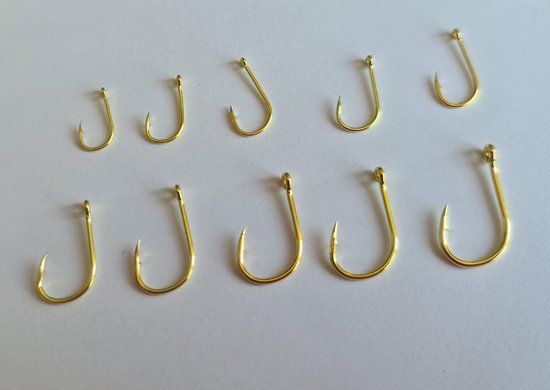 Vishaken Set - Vishaakjes Assorti - 10 maten - 100-delig - Goud van Transparant — afbeelding 2