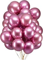 20 Metallic Ballonnen - Roze - 30 cm - Latex - Chroom - Verjaardag - Feest/Party - Ballonnen set -