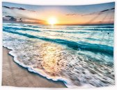 Ulticool - Zee Golven Strand Natuur - Wandkleed  Poster - 200x150 cm - Groot wandtapijt -  Tuinposter Tapestry - Schilderij Decoratie Tuin Versiering Accessoire voor zowel buiten a