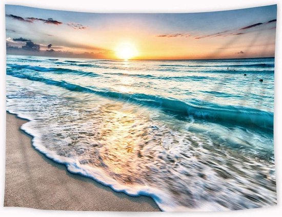 Ulticool - Sea Waves Beach Nature - Affiche Tapisserie - 200x150 cm - Groot tapisserie - Affiche de jardin Tapisserie