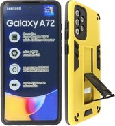 Hoesje met Magnetic Stand Hard Case Geschikt voor de Samsung Galaxy A72 5G - Stand Shockproof Telefoonhoesje - Grip Stand Back Cover - Geel