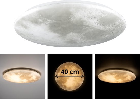 Proventa Longlife Night Plafondlamp voor slaapkamer – Dimbare maanlamp – ⌀ 40 cm