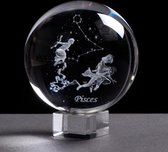 Avenir - Luxe Sterrenbeeld Pisces/Vissen - 3D Glazen Bol - Astrologie - Home Decoratie - Vaderdag Cadeau