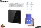 Sonoff - WiFi + RF - Serieschakelaar - Zwart - Touchschakelaar - Glazen paneel - Geschikt voor Google home & Amazon Alexa - Smarthome