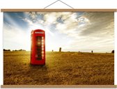 Schoolplaat – Telefooncel in Weiland - 90x60cm Foto op Textielposter (Wanddecoratie op Schoolplaat)