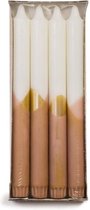 Dinerkaarsen - Set/4 - Cross Dip Kaars – Siena/wit/goud - 2,2 x 24 cm - Rustik Lys
