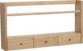 HÜBSCH INTERIOR - FSC® eiken houten tijdschriftenrek met 3 opberglaadjes - 74x12xh40cm