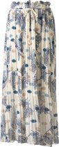 Dames plisse rok bloem touwtjes off white blauw lang | Maat Onze size (XS-XL)
