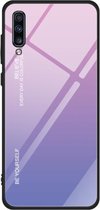 Voor Galaxy A70 Gradient Color Glass Case (Lichtpaars)