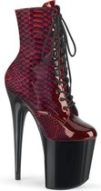 Pleaser - FLAMINGO-1020SP Plateau Laarzen, Paaldans schoenen - Paaldans schoenen - 37 Shoes - Rood/Zwart