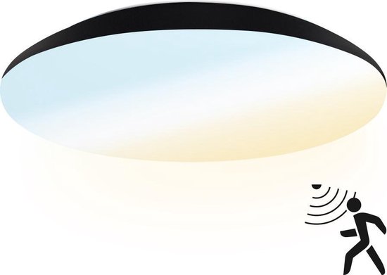 Samenpersen verkeer gen HOFTRONIC - LED Plafondlamp met bewegingssensor - Plafonnière - Zwart - 25  Watt - IP65... | bol.com