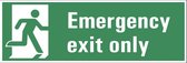 Emergency exit only tekstbord - kunststof 280 x 105 mm