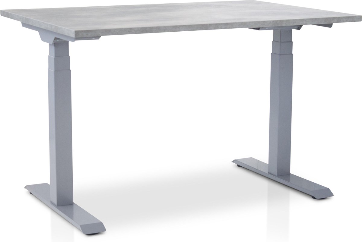 Lineaflex MRC Zit-sta bureau elektrisch verstelbaar - MRC PRO NEN-EN 527 | 140 x 80 cm | frame aluminium - blad betonlook | memory functie met USB | 150kg draagvermogen Aluminium frame