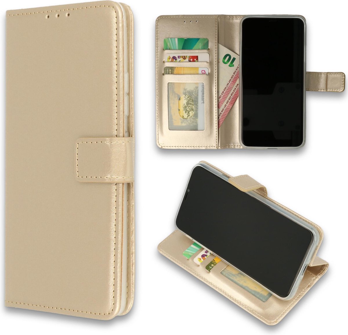HB Hoesje Geschikt voor Nokia 1.3 Goud - Portemonnee Book Case - Kaarthouder & Magneetlipje