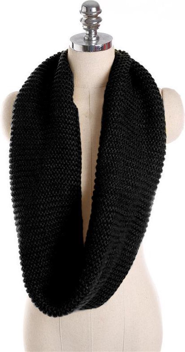 Gebreide colsjaal Knitting|Zwart|Tube shawl|Ronde sjaal|Cirkel sjaal | bol