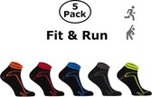 Comodo Korte Hardloopsokken / Sportsokken - 5 Pack Fit & Run - Zwart 43/46