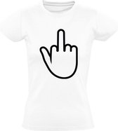 Middelvinger Dames t-shirt | fuck you | Wit