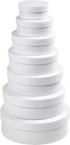 Set van 7x stuks ronde witte hobby opslag dozen 8.5 - 21.5 cm - Cadeauverpakkingen - Hobby/opberg doosjes