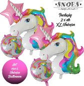 * Snoes * Unicorn * Eenhoorn Unicollors Kleurrijk Roze * Set van 6 Ballonnen XL * Unicorn set * Eenhoorn verjaardag * Hoera Jarig * Birthday