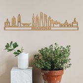 Skyline Shanghai eikenhout -60cm- City Shapes wanddecoratie