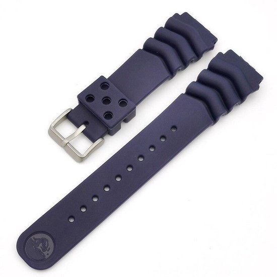 Bracelet de montre en caoutchouc et Siliconen de 20 mm Blauw bracelet de montre Seiko Citizen de 20 mm - bracelet de montre
