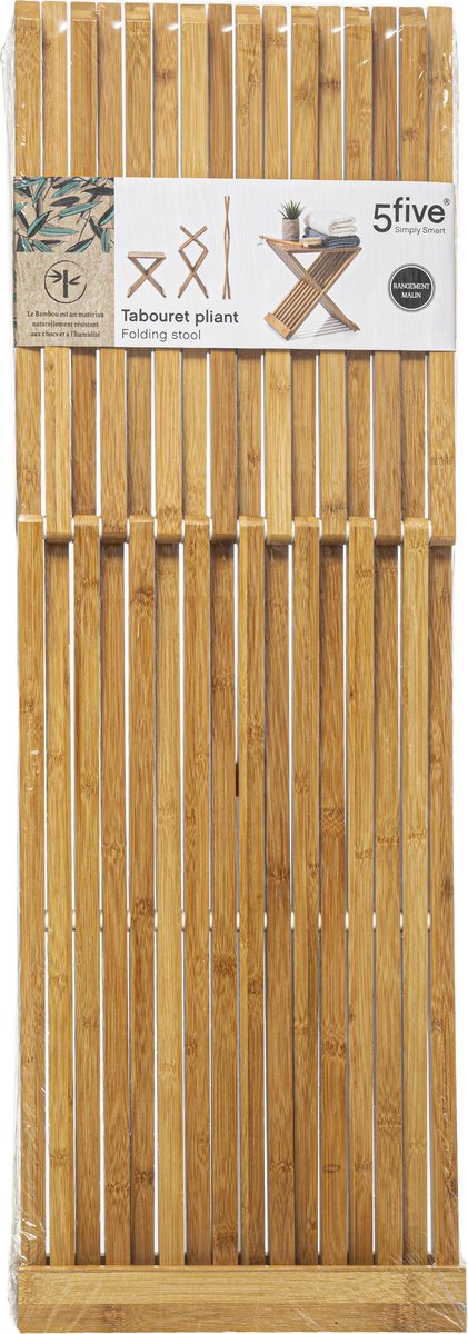 Tabouret Pliant Bambou 5 Five Simply Smart - Appoint 40x32x45cm, Charge 130kg