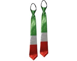 Verkleed stropdas Italiaanse vlag kleuren - 2x stuks - Landen thema supporters verkleed accessoires