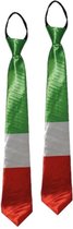 2x stuks verkleed stropdas Italiaanse vlag kleuren - Landen thema verkleed accessoires