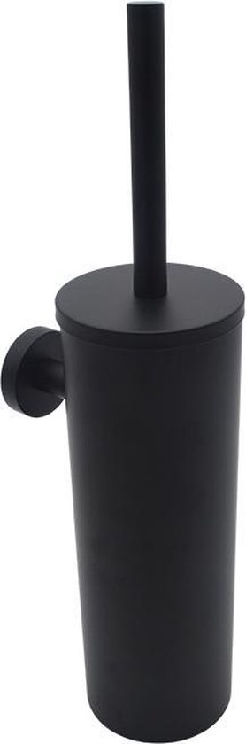 Toiletborstel zwart - Toiletborstel houder - mat zwart - hangend - RVS -  Rond -... | bol
