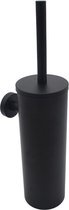 Toiletborstel zwart - Toiletborstel houder - mat zwart - hangend - RVS - Rond - Inclusief bevestigingsmateriaal - Industrieel