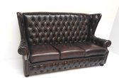 Chesterfield - 3 zits bank "NORA" met hoge rug - Antiek leder Brown