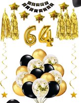 64 jaar verjaardag feest pakket Versiering Ballonnen voor feest 64 jaar. Ballonnen slingers sterren opblaasbare cijfers 64