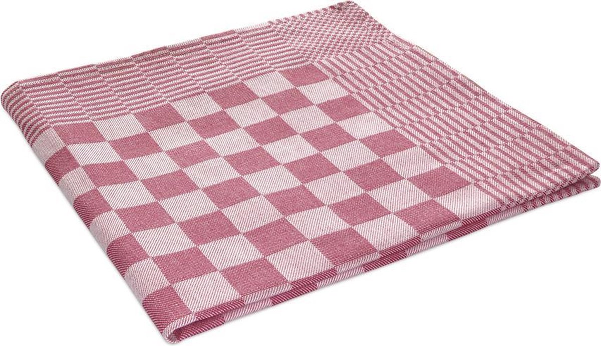 Bol.com Theedoeken, 6 stuks, Rood en Wit Geblokt, 60x65cm, Katoen aanbieding