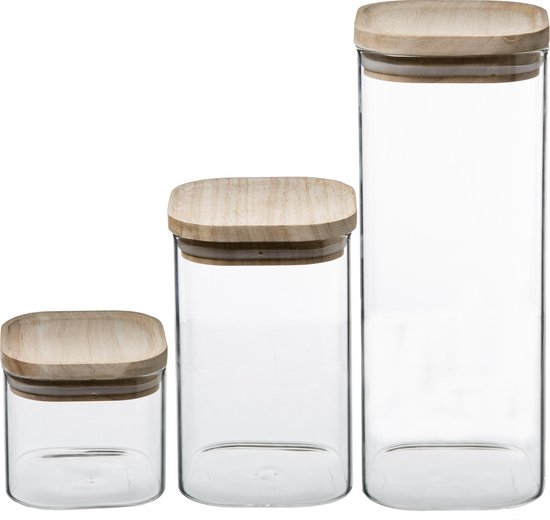 5Five Voorraadpotten set van 3 - Glazen pot met deksel - Stapelbaar -  Voorraadpot | bol.com