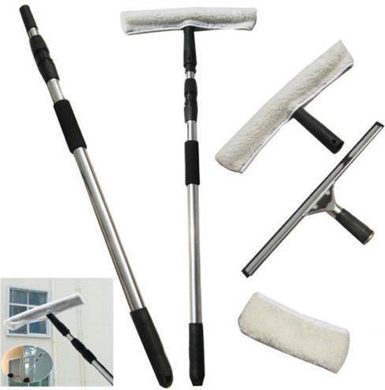 Professionele Raamwisser + Inwasser en Telescoopsteel ramen wassen 1,20 meter Professionele Raamwisser + Inwasser en Telescoopsteel ramen wassen 1,20 meter