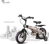 Kinderfiets metallic Taupe Goud met zijwieltjes 16 inch | Handremmen | Jongens | Meisje | Cadeau | Sinterklaas | Kerst | Verjaardag | Peuter | Kleuter | Driewieler | Gepersonalisee