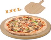 Pizzasteen met pizzaschep | Pizzasteen bbq  | Pizzasteen oven | Ø 33cm | Bbq steen