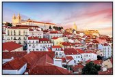 De skyline van de oudste wijk Alfama in Lissabon  - Foto op Akoestisch paneel - 150 x 100 cm