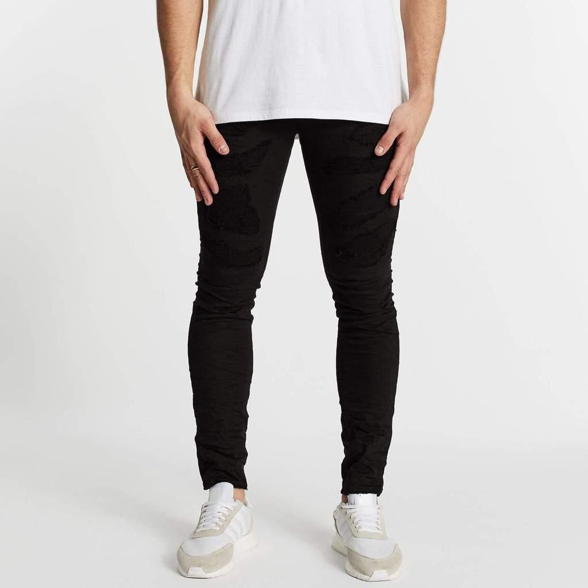 Nena & Pasadena Skinny Jean Destroyed Washed Black - Maat 36